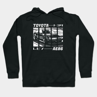 TOYOTA COROLLA AE86 LEVIN Black 'N White 3 (Black Version) Hoodie